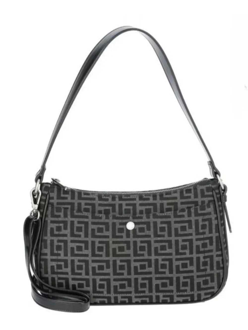 Nicole Fiorelli Black Geo Jacquard Crossbody Shoulder Bag Hobo Canvas Purse NWT